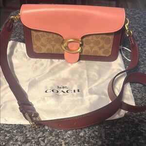 Coach Pink and Brown Crossbody Bag with Adjustable Strap